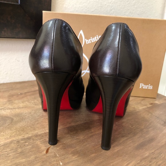 Christian Louboutin Bruges 100 Dark Brown Leather Platform Pumps Sz 40.5 /US 10 - Picture 6 of 12